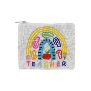 Monedero para maestros, billetera personalizada con cuentas de semillas, hermoso regalo para mamá, diseño de corazones para niñas - Product Image 1