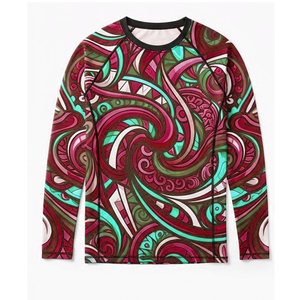 Camiseta de Compresión de Manga Larga para Hombre, Diseño Geométrico Verde con Impresión por Transferencia de Calor, Secado Rápido, UPF50, Antibacteriana, Deportiva - Product Image 5