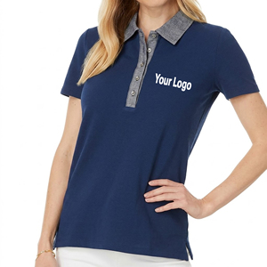 Camiseta polo personalizada de color sólido para mujer, ropa de verano, 100% algodón, transpirable, de secado rápido, cómoda. - Product Image 1