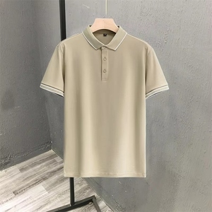 Men's Half Sleeve Polo Shirt Breathable Knitted Fabric Striped Embroidery <b>Design</b> Custom Logo Casual Fashion Summer - Product Image 6