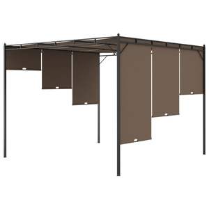 Gazebo de jardin taupe 9.8 'x 9.8' x 7.4 'avec auvent et pergola durables pour rideau latéral - Product Image 6
