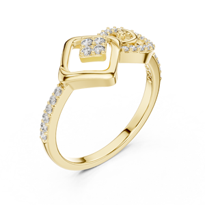Bague de Mariage Florale en Or Jaune 14K 18K avec Diamant de Laboratoire Rond DEF VVS, Personnalisable OEM, Vente en Gros - Product Image 3