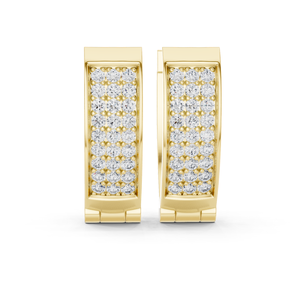 Pendientes de Aro Huggie de Oro Amarillo de 18K con Diamantes Cultivados en Laboratorio de Varias Hileras, 0.54ct, Diseño Moderno para Mujer - Product Image 1