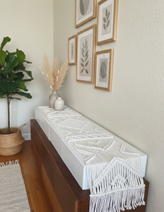 White Macrame Cotton Handmade Table <b>Runners</b> Boho Style Size: 14 X 78 Inches Woven Knotted Design <b>Runner</b> for Home Decor - Product Image 6