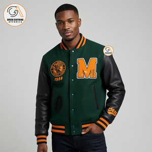 Factory Direct Custom Patchwork FAMU Hooded Breathable Eco-Friendly Winter Bomber <b>Jacket</b> Rib Trim Varsity Outerwear Vintage - Product Image 4