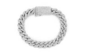 Pulsera de Cadena con Diamantes Chapada en Oro de 22k para Hombre, Corte Brillante Redondo con Micropavé, Estilo Hiphop, Uso Diario - Product Image 2