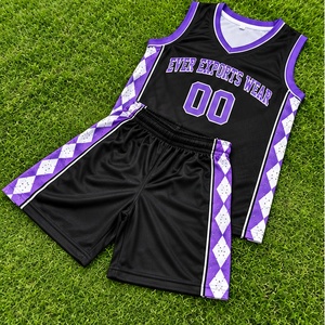 Ensemble de maillots de basket-ball de haute qualité, sans manches, col en V, en mesh, uniforme de sublimation, shorts, vêtements de sport respirants sur mesure - Product Image 4
