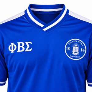 Camiseta de Fútbol Phi Beta Sigma Azul Rey y Blanco de Manga Corta con Letras Griegas para Hombre, Deportiva - Product Image 6