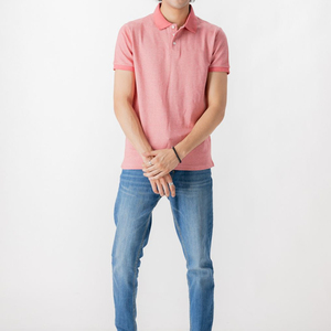 Camiseta de Manga Corta Rosa para Hombre, Spandex/Algodón, Casual, Color Sólido, Estampada, Transpirable, Tejido Jersey, Estilo Liso Teñido - Product Image 1