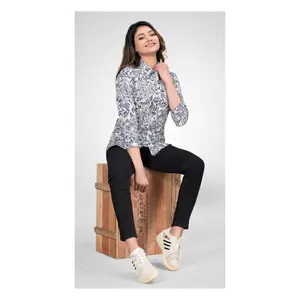 Women Tops and Blouses Print Elegant Long Sleeve Office Lady Work Wear Shirts Female Slim Blusas