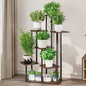 Support à fleurs moderne en métal à 5 niveaux, étagère pour plantes d'intérieur, décoration minimaliste pour la maison - Product Image 1