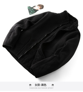 Veste unisexe en polaire épaisse, col montant, fermeture éclair, manteau d'hiver, doublure en sherpa, vêtement d'extérieur décontracté et chaud - Product Image 6