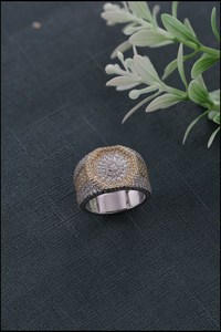 Anillo floral con diamantes redondos de moissanita para hombre, plata 925 original, banda ancha, joyería fina de hip hop para regalo de fiesta para amigos - Product Image 2