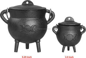 Chaudron en fonte vintage Triple Lune, brûleur d'encens décoratif pour la sorcellerie avec couvercle et poignée, à prix de gros compétitifs - Product Image 2