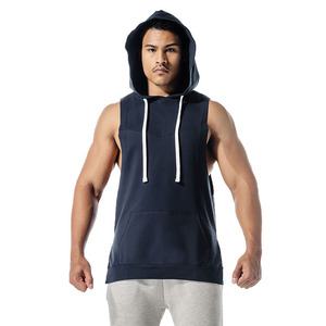 Camiseta sin mangas con capucha para hombre, diseño de corte muscular, para gimnasio, culturismo, fitness, entrenamiento, OEM, con bordado. - Product Image 1
