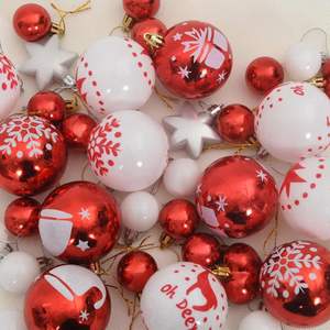 Ensemble de 40 boules de Noël rouges et blanches, boules en plastique et décorations pour arbre de Noël - Product Image 6