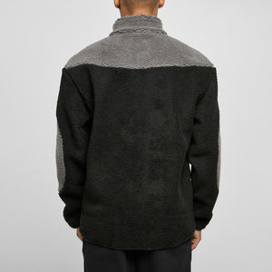 Veste zippée personnalisée en polaire sherpa gris asphalte, col montant, poches avant inférieures, chaude et confortable pour l'hiver, vente en gros de vêtements d'extérieur - Product Image 6