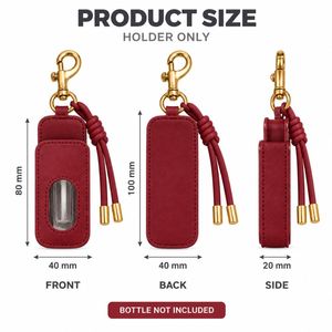 Porte-clés pour brillant à lèvres en cuir PU bordeaux personnalisé, vente en gros - Product Image 4