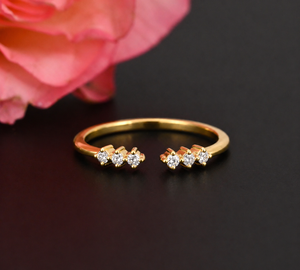 Open Diamond <b>Ring</b> 0.15 Ct Natural Diamonds Adjustable Gold <b>Ring</b> Minimal Cluster <b>Ring</b> <b>Dainty</b> Everyday Jewelry Gift for Her - Product Image 1