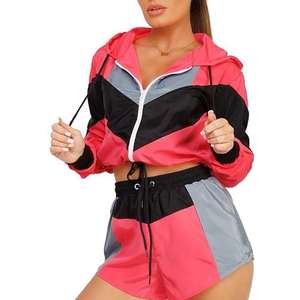 Ensemble de survêtement 2 pièces pour femme, coupe-vent color block, léger, respirant et à séchage rapide - Product Image 2