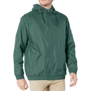 Chaqueta Cortavientos con Capucha Verde para Hombre, Estilo Bomber, Cierre de Cremallera, Exterior de Poliéster, para Otoño - Product Image 1