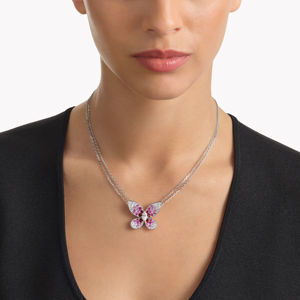 Collar con Colgante de Mariposa para Mujer, Plata 925, Bañado en Rodio, Cristal, Cadena de Caja, Elegante para Uso Diario - Product Image 3
