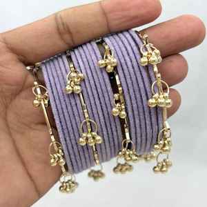 Purple Silver Plated Pearl Kashmiri Jhumki Churiyan <b>Bangles</b> <b>Set</b> Bridal Wedding Party Wear Premium Wholesale Price - Product Image 6