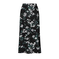 Jupe trapèze en mousseline florale pour femme, taille haute élastique, imprimé tulipes rose pâle, longueur ras du sol, élégante, en satin tissé