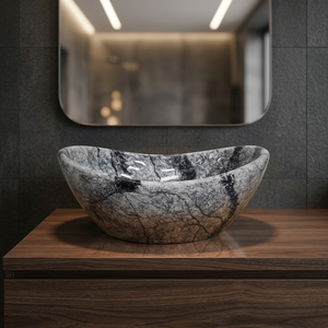 Lavabo de Cerámica Redondo Negro Vistaar, Lavabo Moderno de Sobremesa, Lavabo de Lujo para Baño - Product Image 6