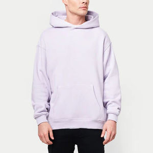 Sudadera con Capucha Personalizada para Hombre, Color Morado Claro Sólido, Felpa de Algodón, Estilo Casual Otoñal, Corte Regular, Tejido de Punto - Product Image 4