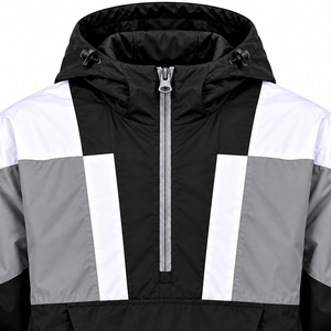 Chaqueta Cortavientos Retro Personalizada para Hombre, de Poliéster, para Fútbol, Invierno, Resistente al Viento, con Cierre de Cremallera, Capucha y Bordado, Venta al Por Mayor - Product Image 3