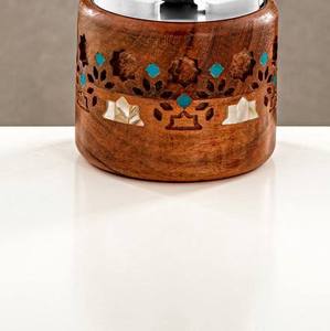 Brûleur à Bakhoor en bois bleu sarcelle moderne avec sangle en cuir, diffuseur d'arômes minimaliste pour la décoration et la parfumerie d'intérieur - Product Image 4
