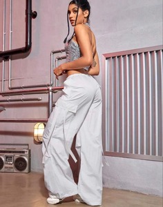 Outfitize International Wholesale Women <b>Cargo</b> Pants Flare Leg Design High Waisted Streetwear Trousers Custom Logo Bulk - Product Image 5