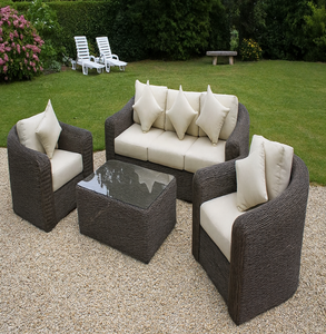 Conjunto de Sofá de Ratán para Exteriores con Cojines para Jardín, Patio, Balcón, Muebles de Diseño Contemporáneo, Resistentes al Agua y a los Rayos UV - Product Image 4