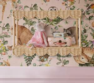 Nuevo diseño de estantería escalonada de ratán con dos niveles festoneados para exhibir libros y decorar la habitación infantil. - Product Image 2