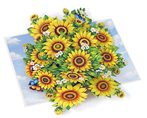 การ์ดอวยพรแบบป๊อปอัพลายดอกทานตะวันสุดหรู ทำด้วยกระดาษแฮนด์เมด - Product Image 3