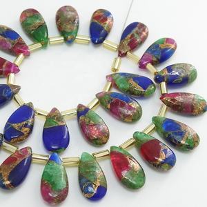 Piedra Preciosa Natural Suelta, Turquesa Mojave Cobre, Forma de Lágrima Lisa, 15X7MM, Piedra Suelta Hecha a Mano para Hacer Joyería - Product Image 4