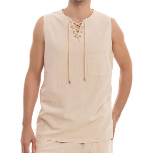 Men Spandex Cotton <b>Tank</b> <b>Top</b> V Neck Sleeveless Loose Fit Summer Casual Breathable <b>Knit</b> Shirt Quick Dry High Street Style 180g - Product Image 1
