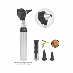 Otoscopio de Fibra Óptica con Cuerpo Metálico y Tecnología de Xenón Halógeno XHL |   Metal Cromado Mate |   Alta Calidad - Product Image 1