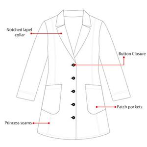 Blouse de laboratoire blanche tissée pour femme avec stéthoscope, uniforme d'hôpital, blouse de médecin, 3 poches, fermeture à boutons-pression - Product Image 4