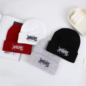 Bonnet d'hiver 100 % acrylique pour femmes et hommes, style gothique street punk, chaud, tricoté, motif dessin animé, tendance et polyvalent - Product Image 5