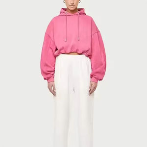 Ensemble décontracté d'été pour femme : crop top et short, avec sweat à capuche court en molleton 100 % coton à demi-zip – Nouvelle collection très prisée - Product Image 3