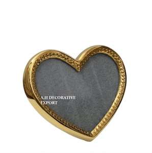 Luxury Heart Shaped Gold Metal Photo <b>Frame</b> Handcrafted Decorative <b>Picture</b> <b>Frame</b> with Beaded Border for <b>Wedding</b> & Home Decor - Product Image 2