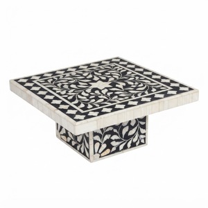 Table basse verte en os incrusté, motif hexagonal artisanal, table centrale, vente en gros, mosaïque géométrique carrée en résine, pour salon - Product Image 3