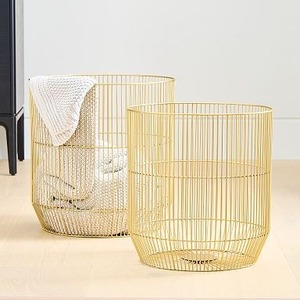 Cesto de Ropa Redondo Apilable de Metal Negro con Asas, Organizador Moderno de Hierro para Baño - Product Image 3