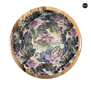 Tazón de madera para servir con diseño de animales de la selva y hojas tropicales, hecho a mano para servir comida, fiestas, bodas, regalos. - Product Image 4