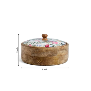 Cazuela de Madera con Diseño Único, Hecha a Mano, con Tapa, para Roti, Pan, Tortilla, Chapati - Product Image 1