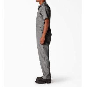 Combinaison de travail pour homme, grise, à manches courtes, résistante, en polyester respirant, avec poches - Product Image 2