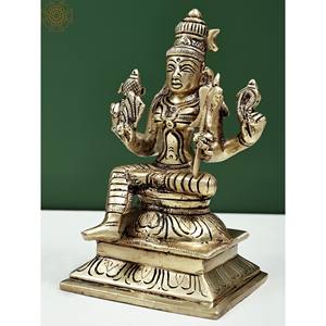 Escultura hecha a mano de latón de 6 pulgadas de la diosa Rajarajeshwari Tripura Sundari estatua ídolo de la India - Product Image 3