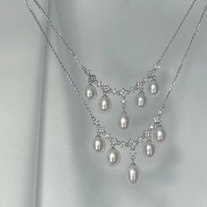 Collar de Perlas de Agua Dulce con Colgante de Gota de Agua de Estilo Barroco, Collar Vintage de Palacio con Perlas Aurora Rice, Cadenas Finas Sólidas de Plata S925 - Product Image 1